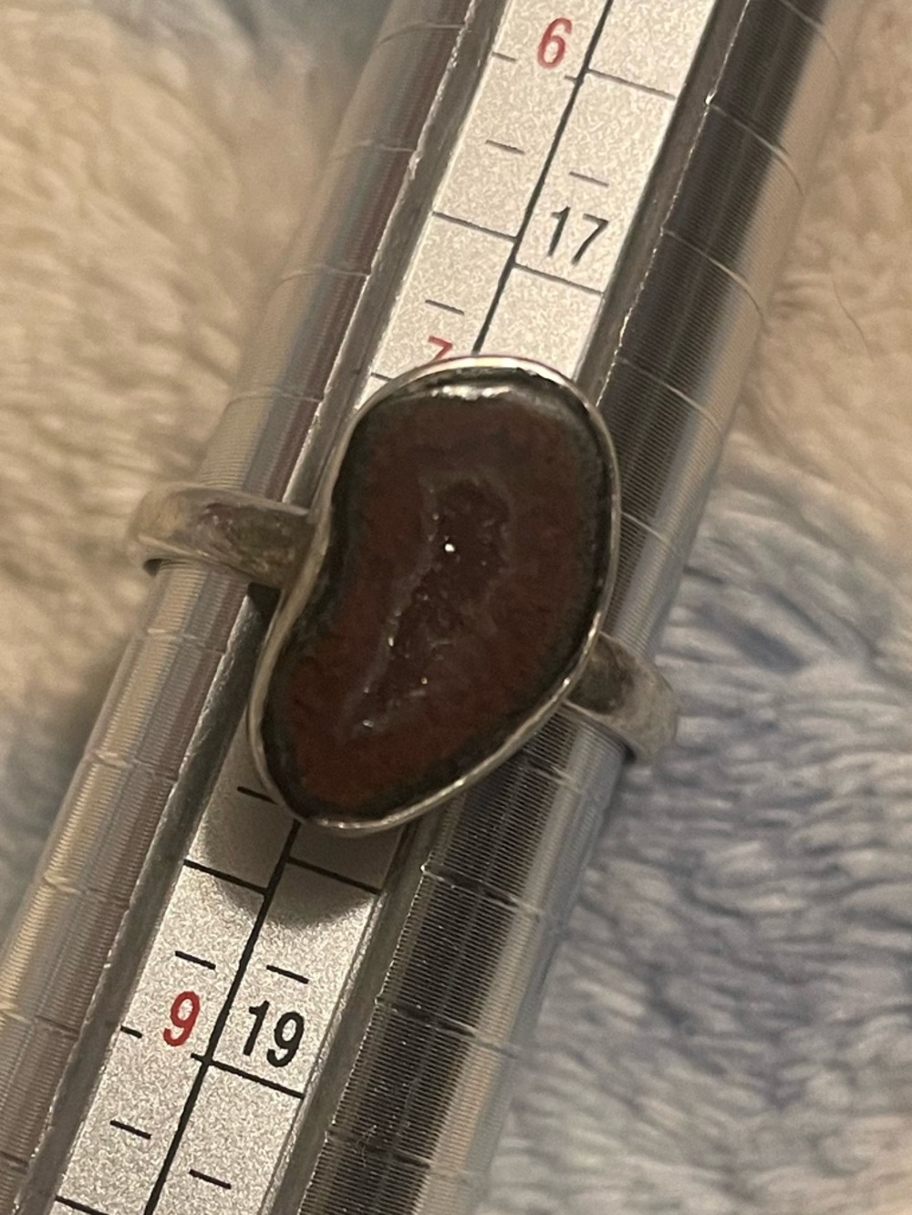 Sterling Silver Dark Brown Druzy Agate Ring size 8